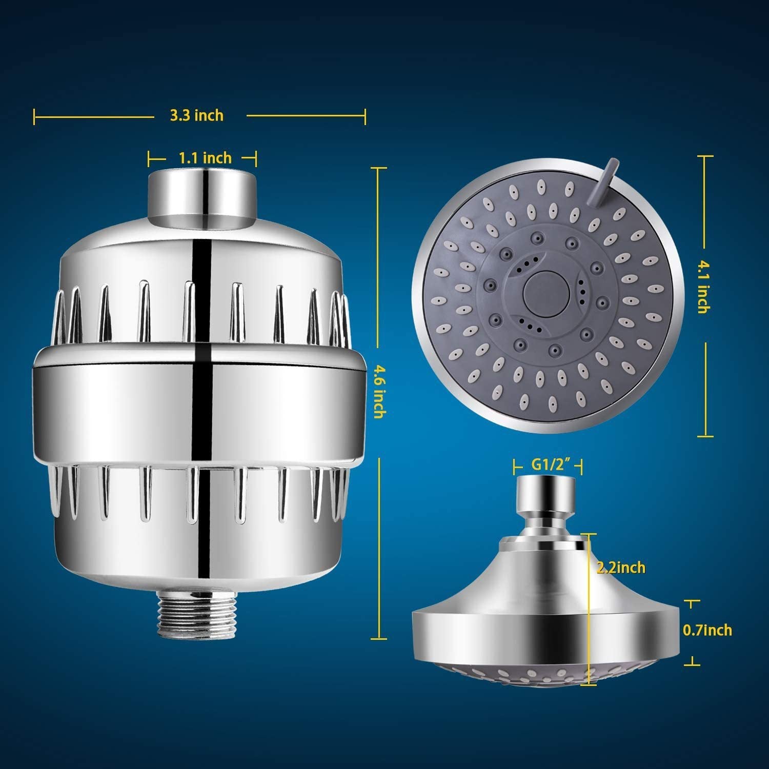 15-Level Filter Shower Head Set – Purified Water for Healthier Skin & Hair