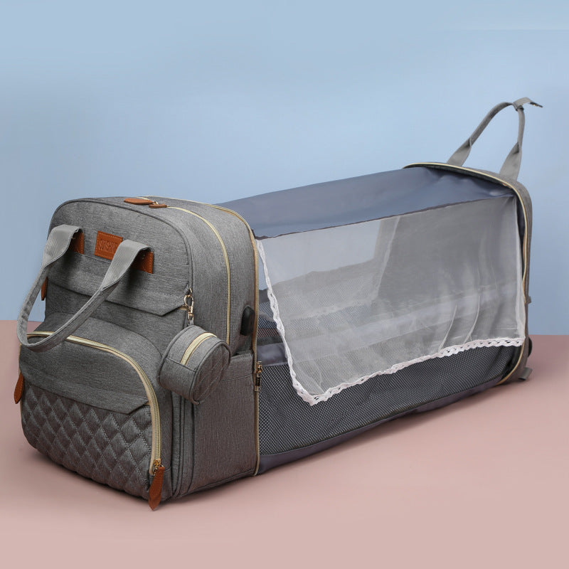 Baby Diaper Bag with Sunshade Crib